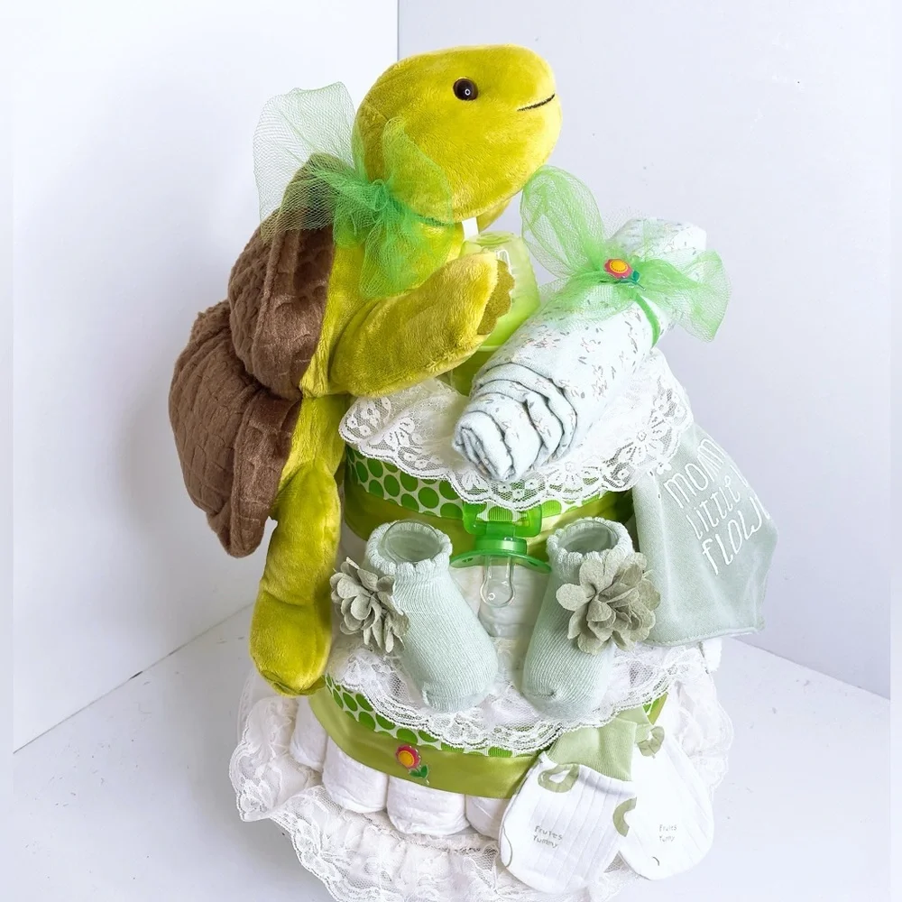 Turtle Girls Diaper Cake